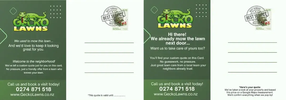 Postcards for Gecko Lawns