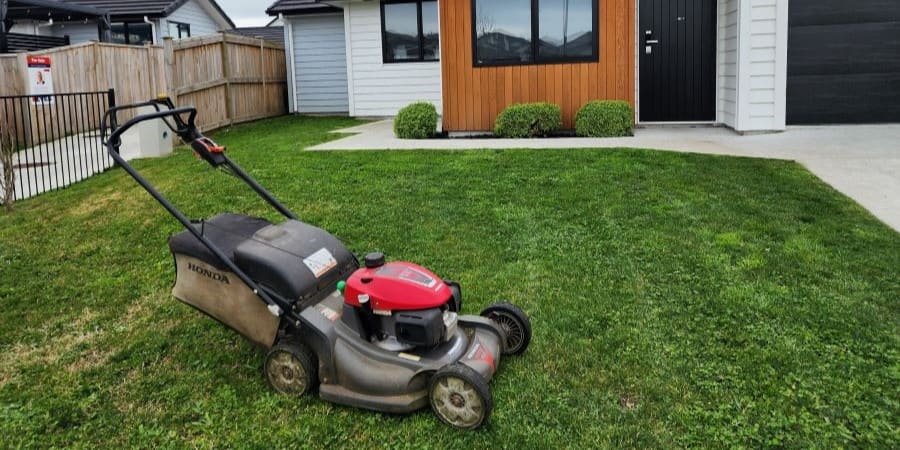 On of my lawn mowers on a customers lawn