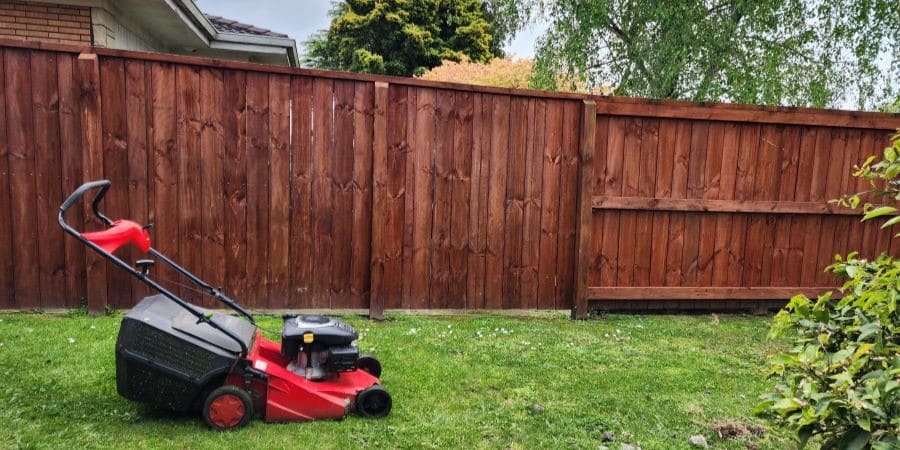 A lawn mower on the job