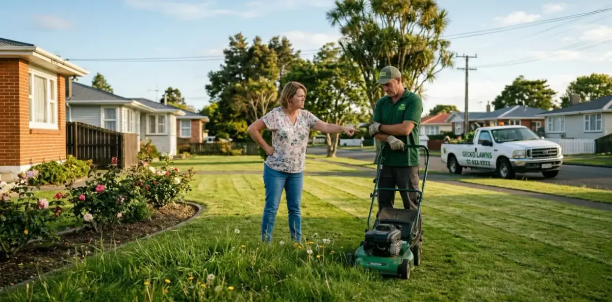 A bad customer complaining to a lawn care guy