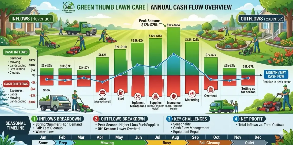 Lawn care business cash flow chart