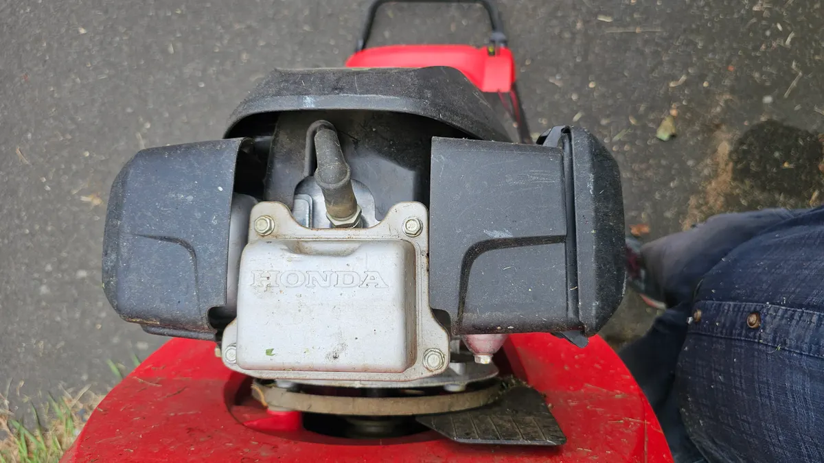 Close-up of a Honda mower engine