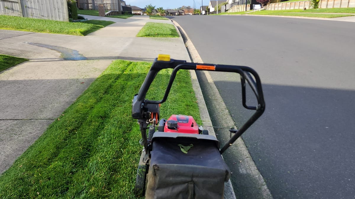 Clean stripes on a freshly mown berm