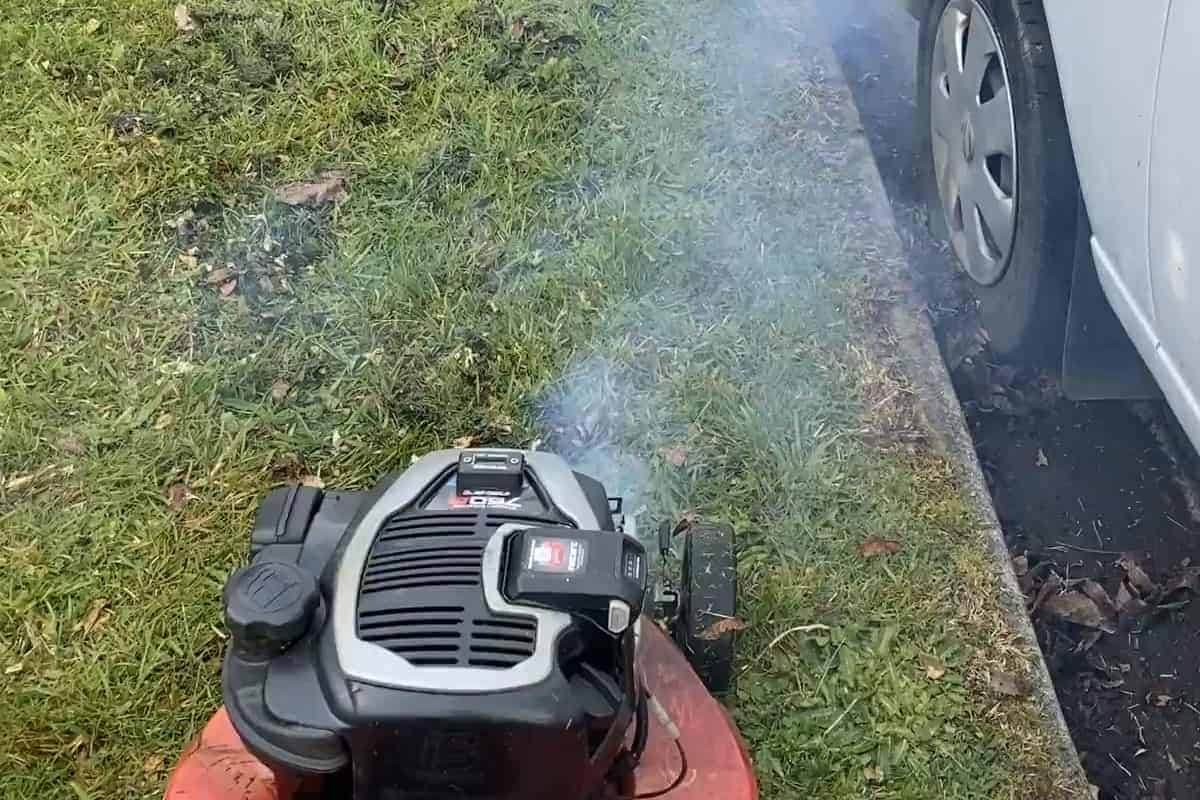 A Lawnmower blowing smoke