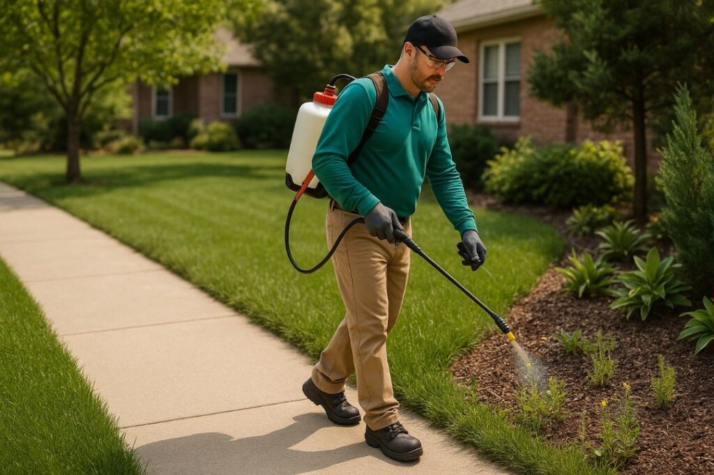 A man offering weed spraying as a service