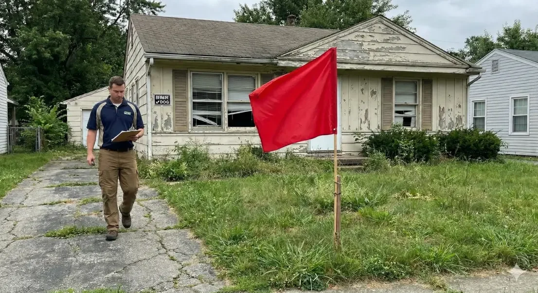 A red-flagged lawn