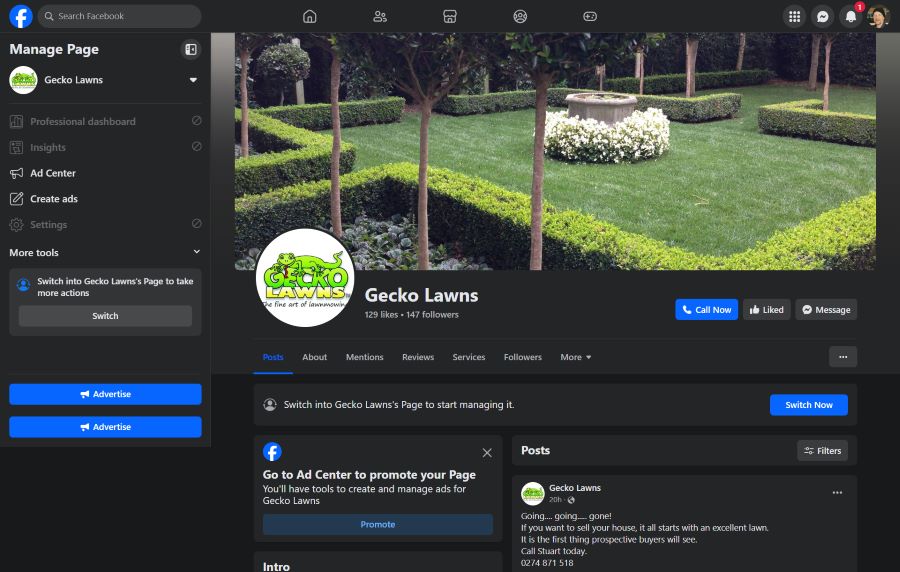 Gecko Lawns Facebook Page