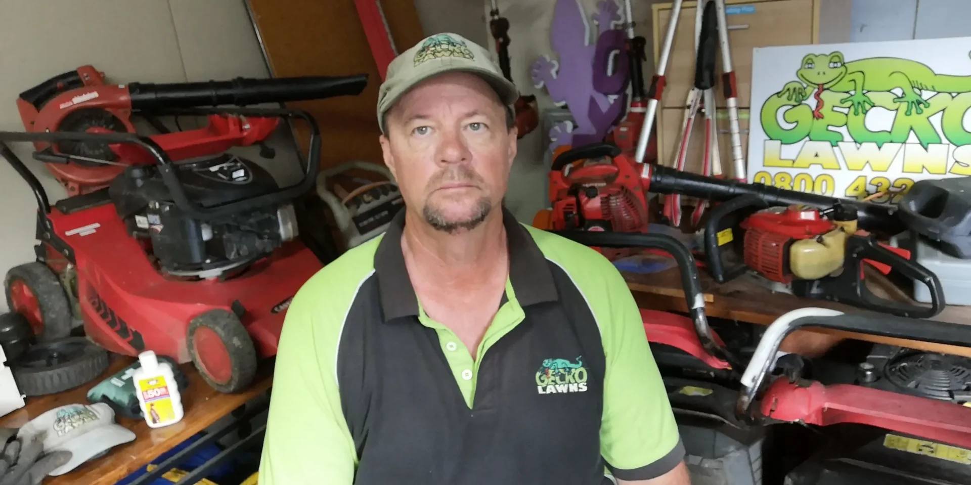 Lawn care branding on clothing