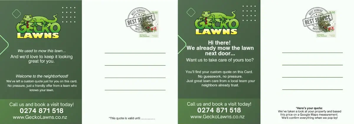 Postcards for Gecko Lawns
