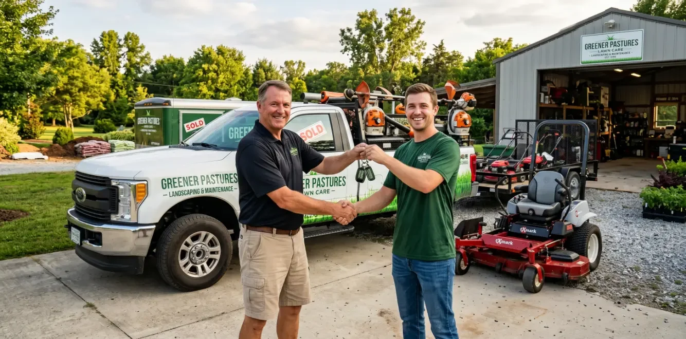 A man who has just sold his lawn care business