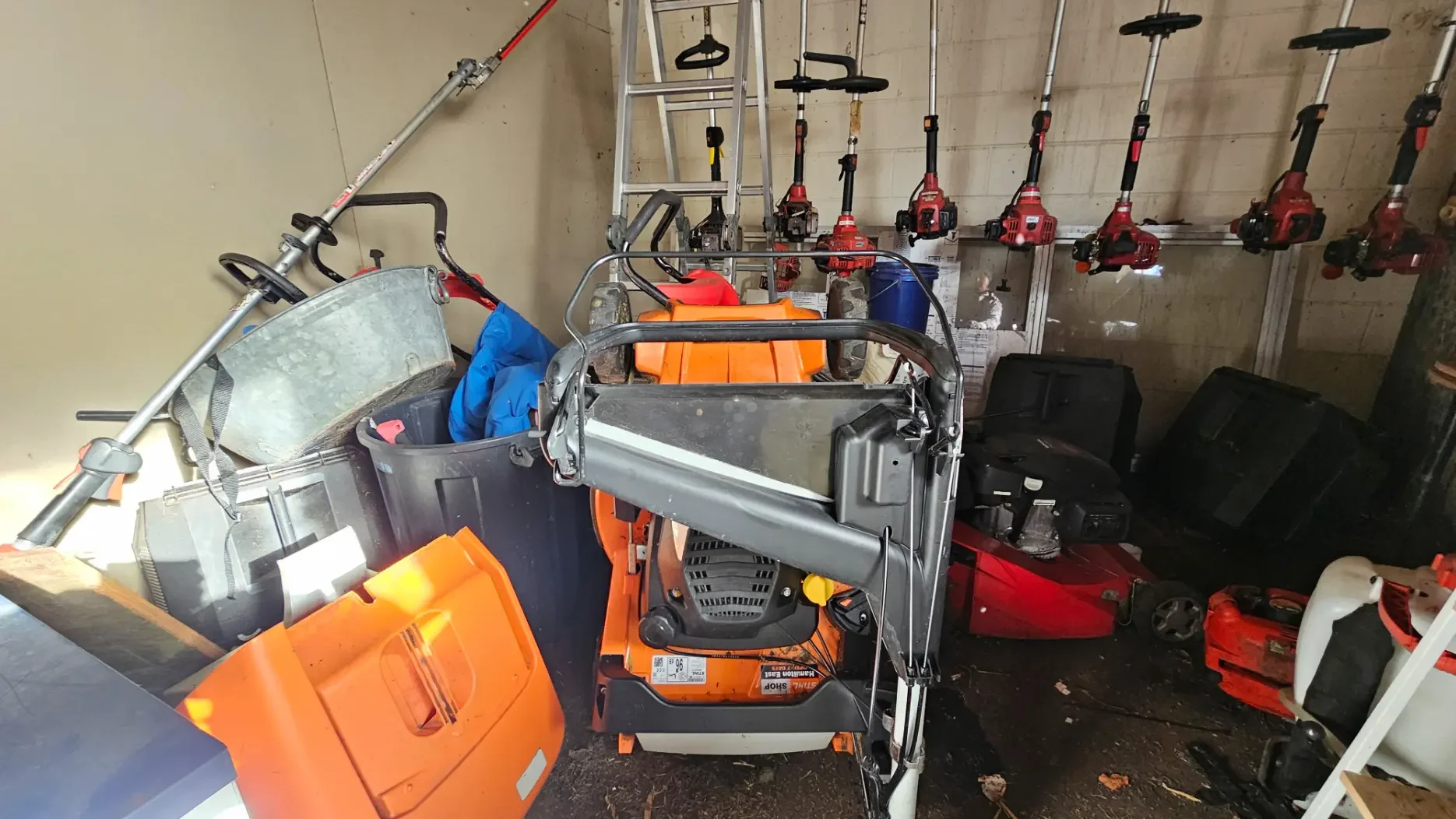 Storing a lawnmower vertically