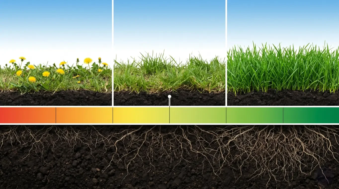 Lawn growth with different amounts of lime