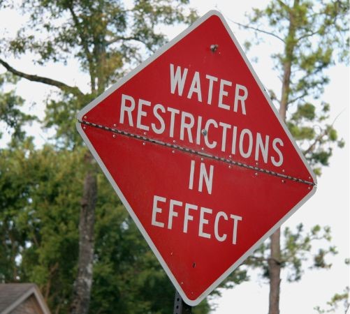 Water Restrictions in effect sign
