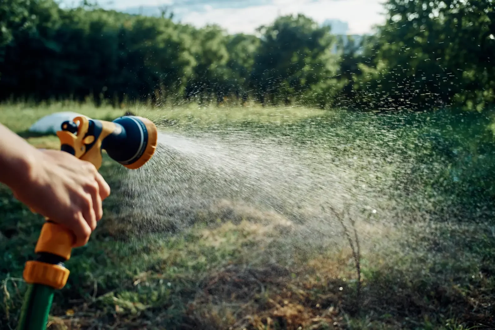 Someone Watering a lawn