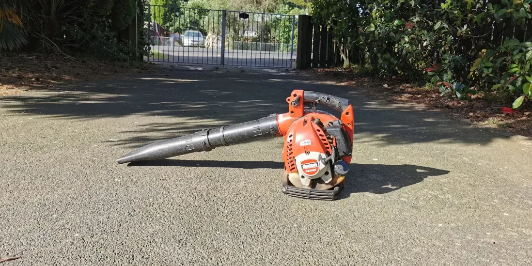 A leaf blower on a job