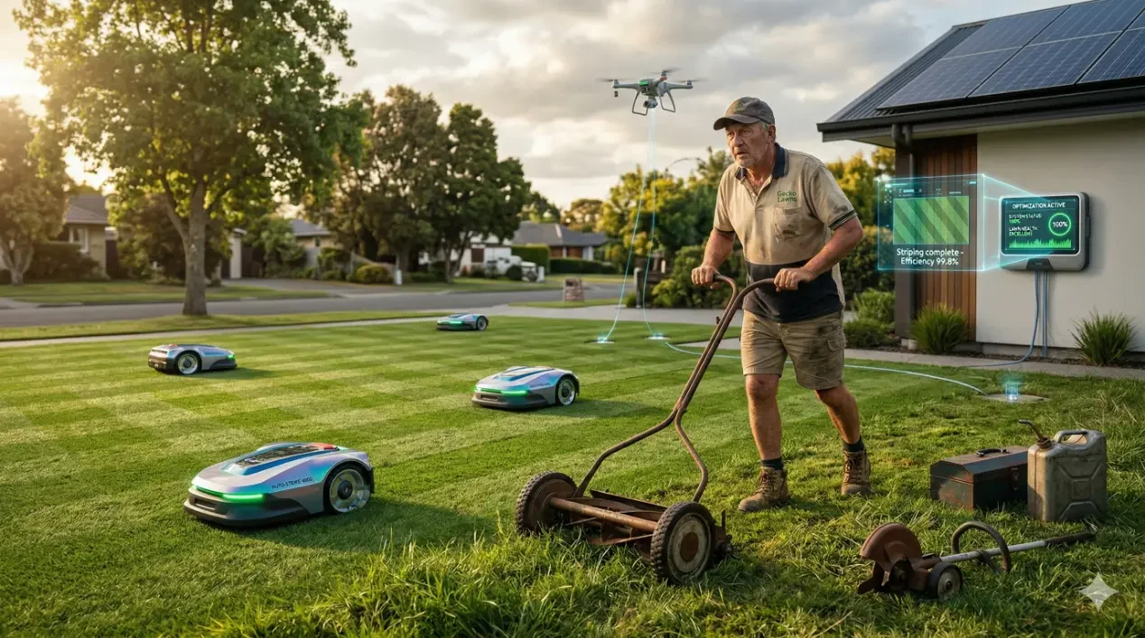 A lawn guy getting left behind by technology