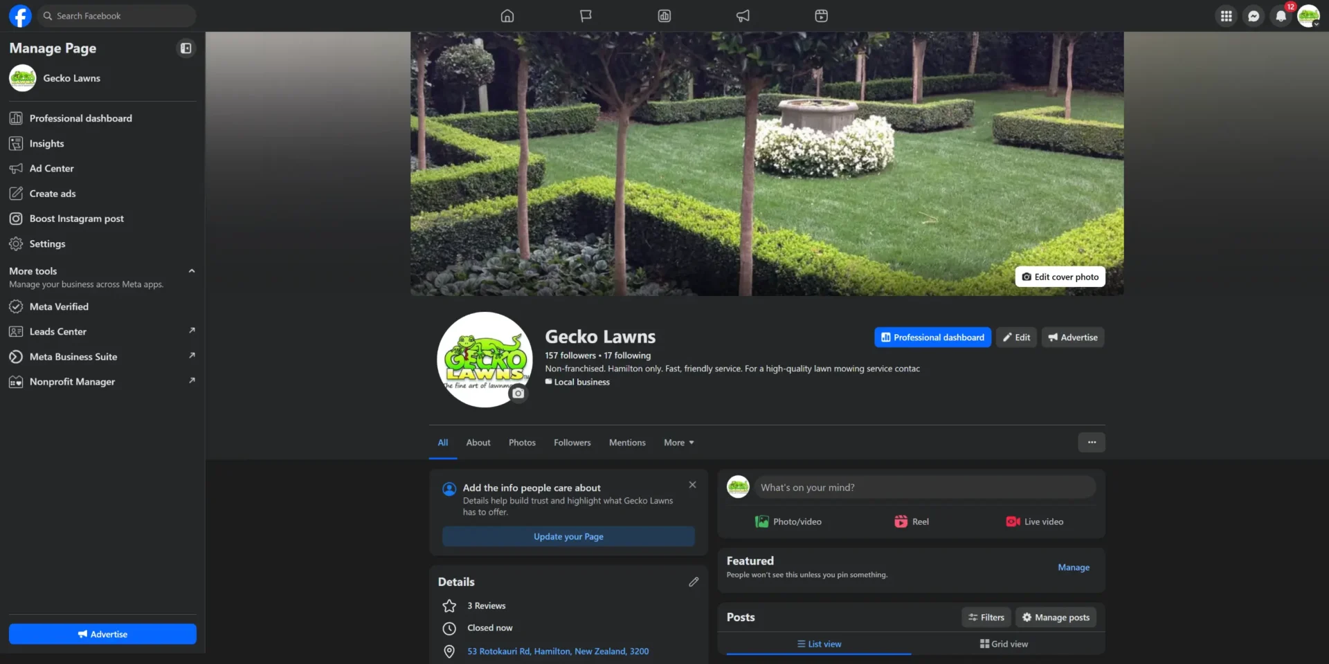 Gecko Lawns Facebook Page