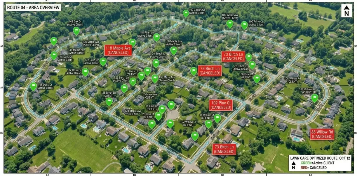 Lawn cancellations on a map