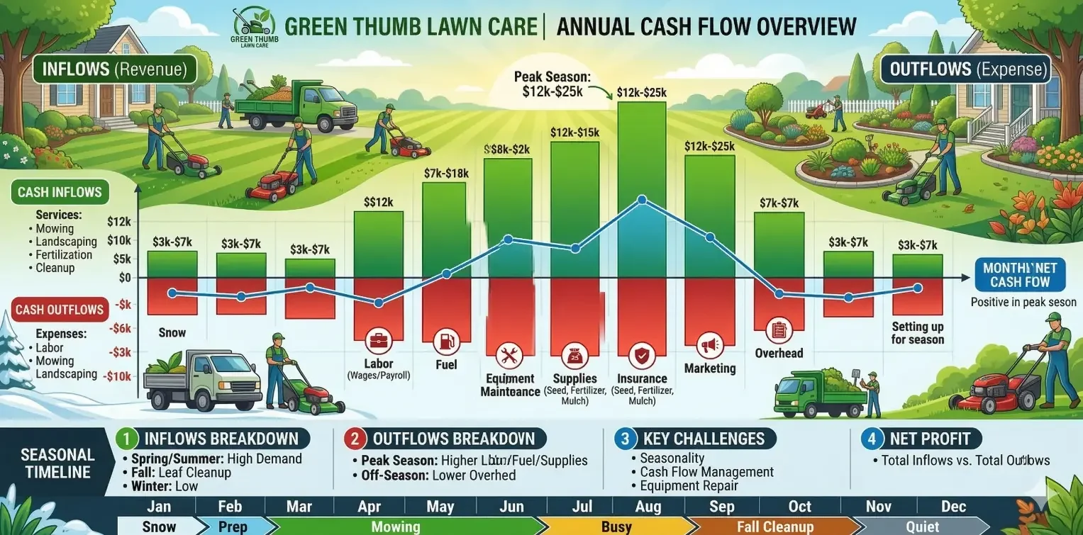 Lawn care business cash flow chart