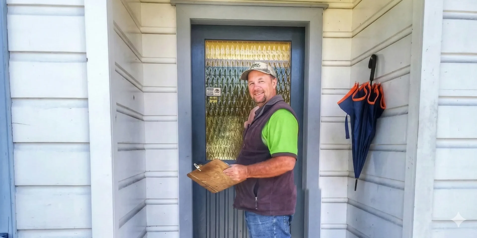 Me doing knocking on a door to do a quote on lawn mowing